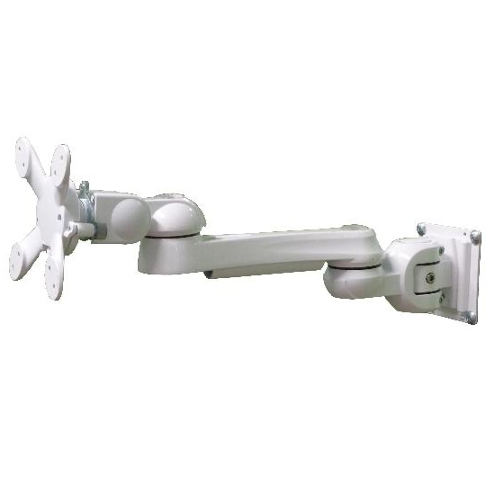 水平多関節壁付モニターアーム（壁掛け固定、白色モデル） VESA75、100mm