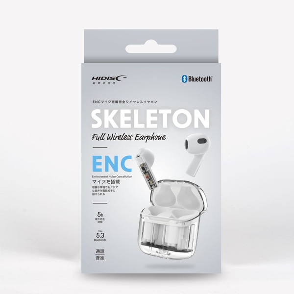 HIDISC 完全ワイヤレスイヤホン スケルトン ホワイト