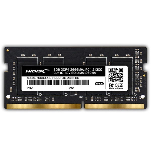 DDR4 2666 ノートPC/スリムデスクトップPC用メモリ 8GB(8GBx1)