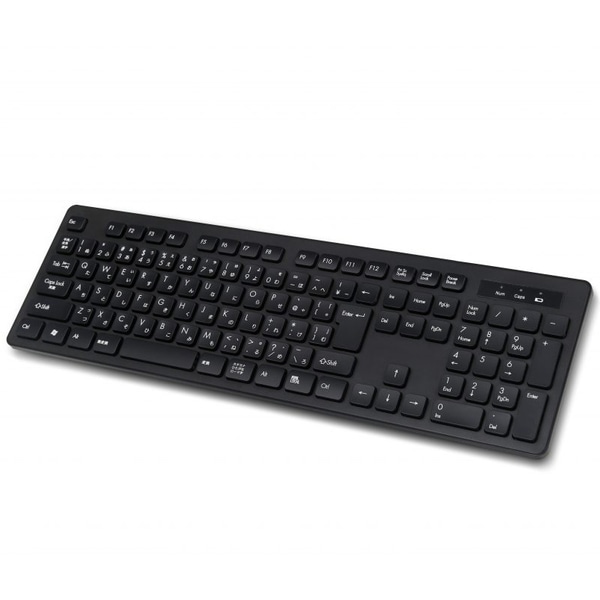 USBワイヤレスキーボード 日本語108キー テンキー付 ブラック