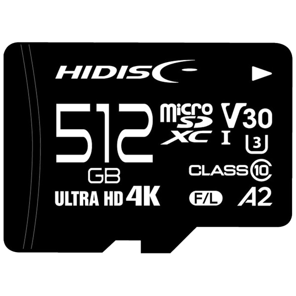 microSDXCカード 高速タイプ 512GB Class10 UHS-1スピードクラス3 V30 A2対応 SD変換アダプタ付