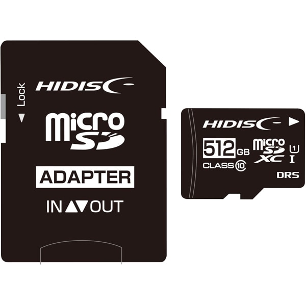 【データ復旧サービス付】HIDISC microSDXCカード 512GB CLASS10 UHS-1対応 SD変換アダプタ/ケース付