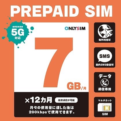 楽天プリペイドSIM 毎月7GB 初月＋12ヶ月 SMS受信可