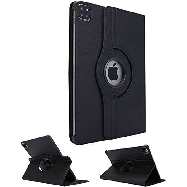 iPad Pro 12.9（第5世代）対応 手帳型レザーフラップケース（360度） ブラック