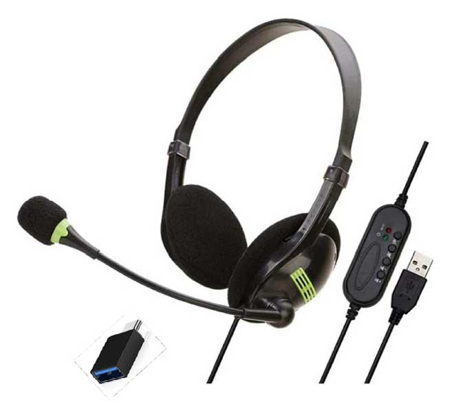 USB接続 マイク付きヘッドセット（USB Type-C変換アダプタ付）