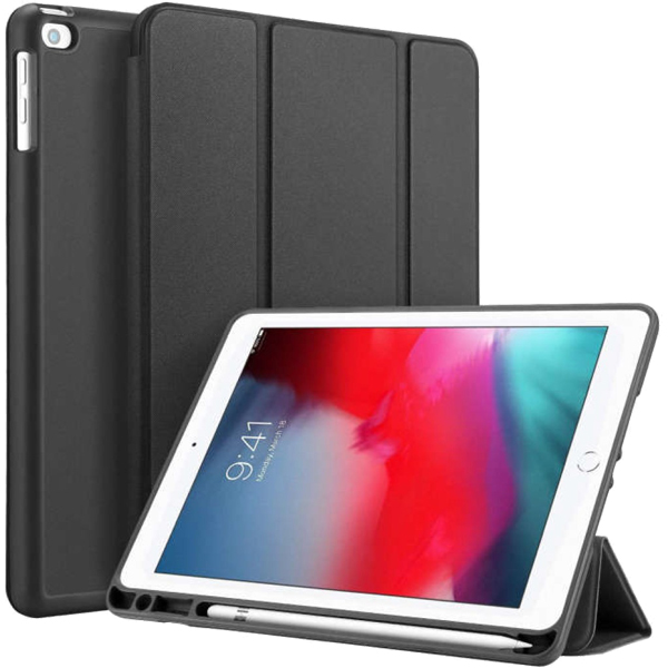 iPad 9.7（第6・5世代）対応 耐衝撃フラップケース ブラック（シボ）