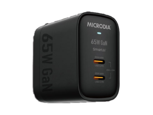 （黒）SmartCube Nano 65 w/ PPS Charging 65W PD GaNウォールチャージャー、デュアルUSB-Cポート搭載