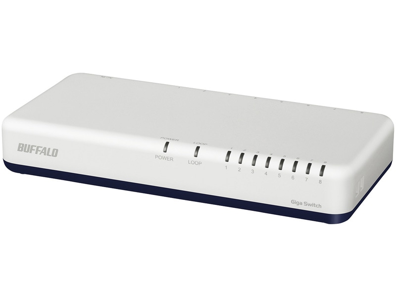 Giga 8ポート スイッチングハブ 電源内蔵 プラスチック筐体 マグネット付 ホワイト