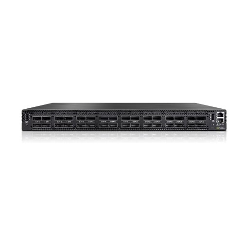 Spectrum-3 based 400GbE 1U Open Ethernet Switch with Cumulus Linux、32 QSFPDD ports、2 Power Supplies(AC)、x86 CPU、standard depth、P2C airflow、Rail Kit
