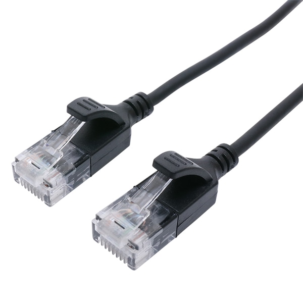 CAT6A LANケーブル 極細 ブラック 0.15m