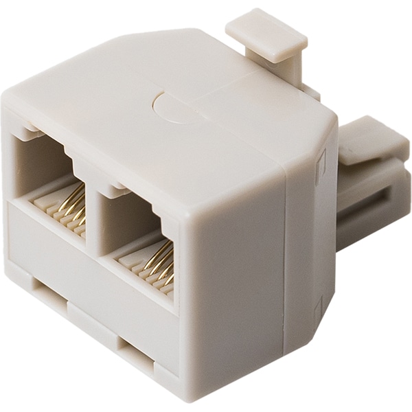 6極4芯 電話機コード分配アダプタ 直挿しタイプ ホワイト