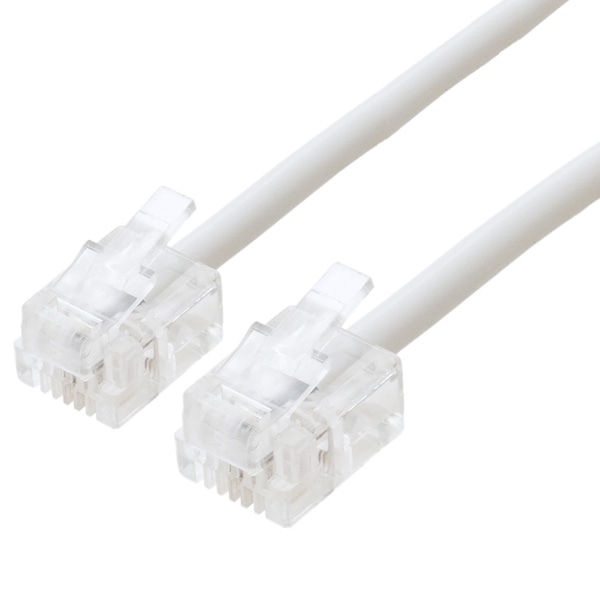 6極2芯 電話機コード ホワイト 5m