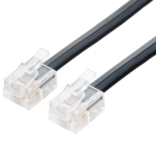 6極4芯 電話機コード 1m ブラック