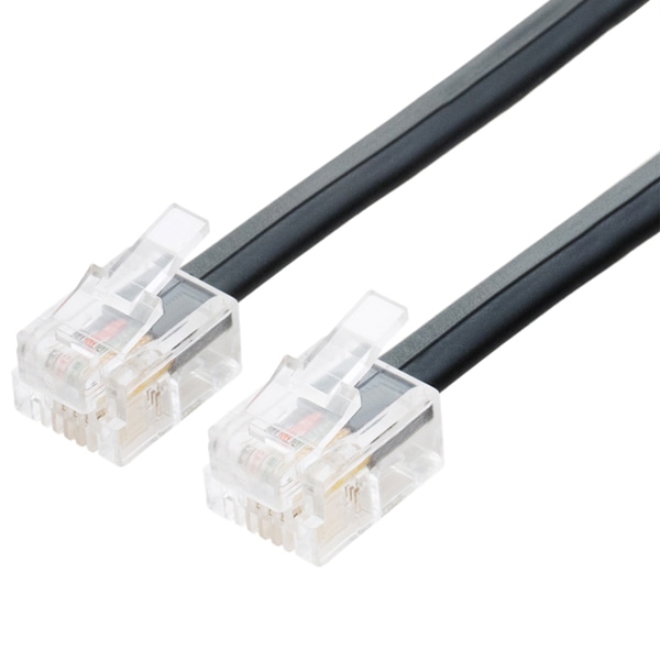 6極4芯 電話機コード 3m ブラック