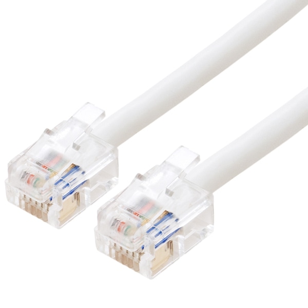 6極6芯 電話機コード 3m ホワイト