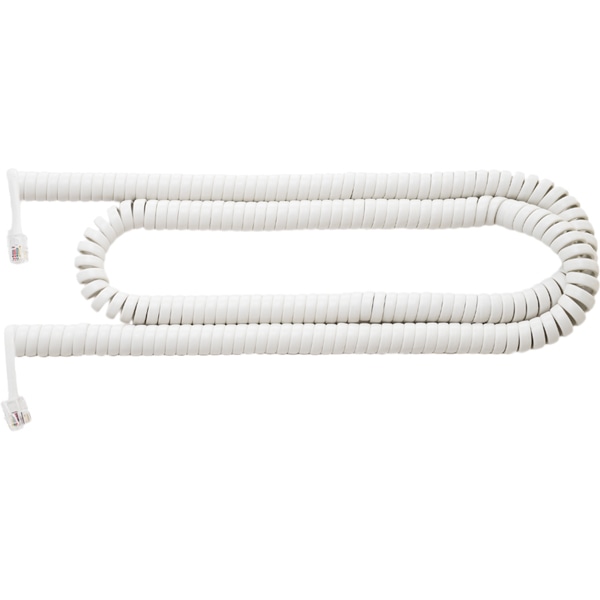 4極4芯 受話器用カールコード 1.0m クロス結線 ホワイト