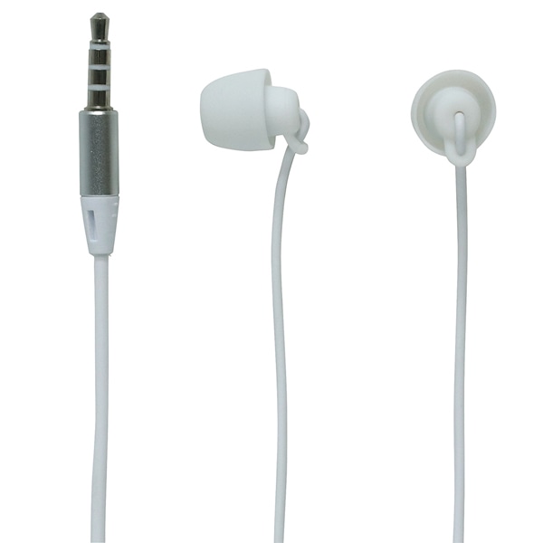 ハンズフリー通話対応 シリコン製寝転びイヤホン 白