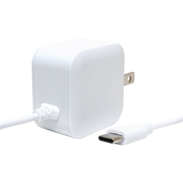 薄型USB Type-C充電用ACアダプタ ケーブル一体型 2.4A出力対応 2m ホワイト