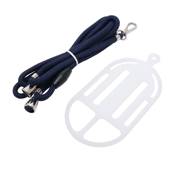 ストラップ＋スマートフォンホルダー 首掛け・ななめ掛け両対応 クリア×ネイビー