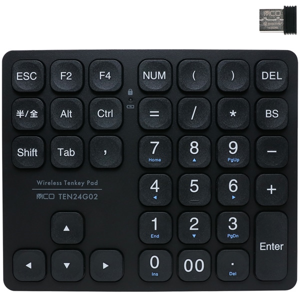 2.4GHz 方向キー付 ワイヤレステンキー ブラック