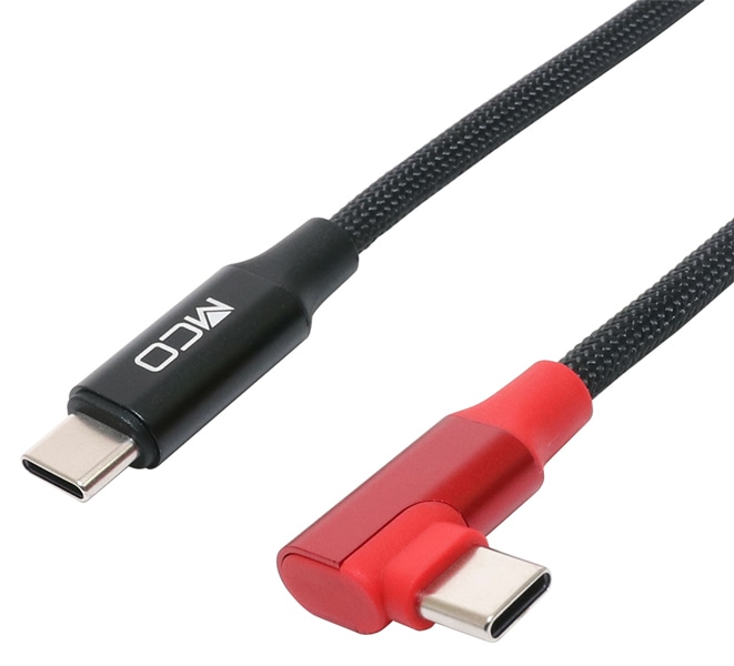 USB PD100W対応 USB Type-Cケーブル やわらか高耐久 L字型 2.0m