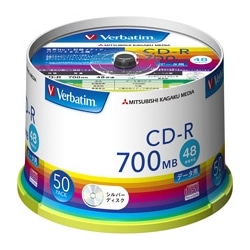 CD-R 700MB PCデータ用 48倍速対応 50枚スピンドルケース入り シルバーディスク