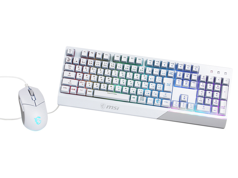 USB接続ゲーミングキーボードとマウスのコンボ/フルサイズキーボードとDPI切り替え機能搭載マウス/RGB LEDライティング搭載のホワイトモデル