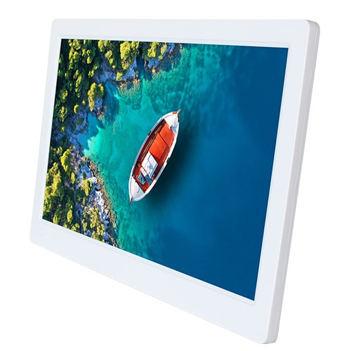 15.6型サイネージ液晶ディスプレイ/1920×1080/HDMI、SD、USB/ホワイト/スピーカー/1年保証/mpg、jpeg、mp3対応