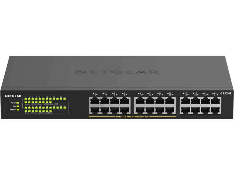 PoE+対応(190W) ギガビット24ポート アンマネージスイッチ GS324P