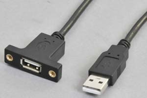 パネルマウント USB2.0ケーブル Aオス-パネルマウントAメス 2m