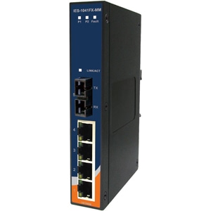 産業用メディアコンバータ内蔵イーサネットスイッチ 4+1ポート マルチモード DINレールマウント対応 DC入力