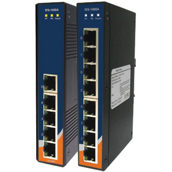 産業用イーサネットスイッチ 8ポート 非管理型 DINレール対応 DC入力