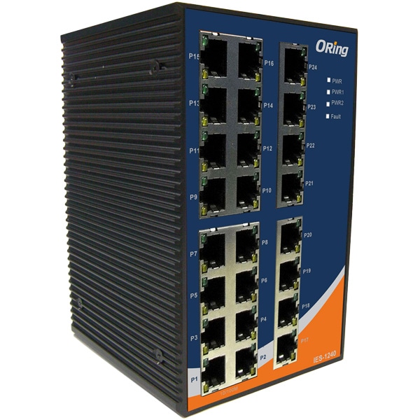 産業用イーサネットスイッチ 24ポート 非管理型 10/100Base-T(X)×24