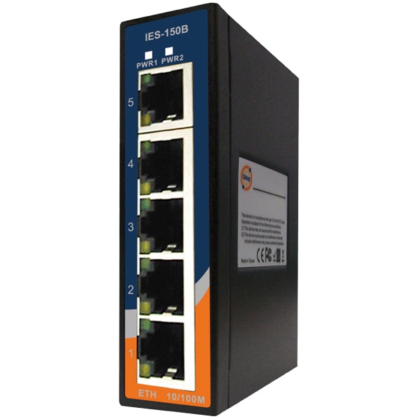 産業用イーサネットスイッチ 10/100Base-T(X)×5ポート 非管理型 DC入力