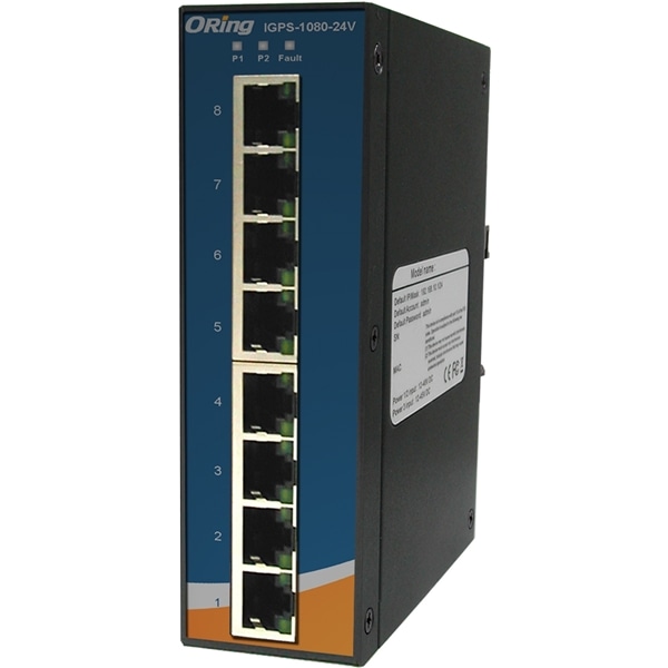 産業用ギガビットPoEイーサネットスイッチ 8ポート 24V入力対応 非管理型