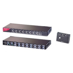 USB&PS/2対応 2コンソール1U ラックマウント + 16ポートKVMスイッチ