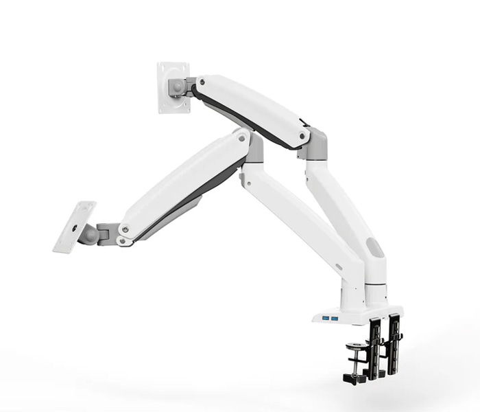 ガススプリング式モニターアーム/13-35インチサイズモニター対応/デュアル画面/ホワイト