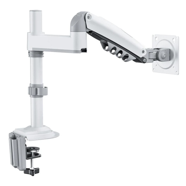 ガススプリング式モニターアーム/13-32インチサイズモニター対応/水平垂直可動タイプ/シングル画面/ホワイト