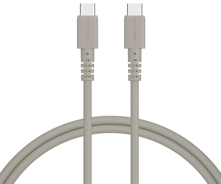 MOTTERU しなやかで絡まない 240W対応 USB-C to USB-C シリコンケーブル 急速充電 データ転送 1.0m カラバリ全3色 2年保証 ラテグレージュ