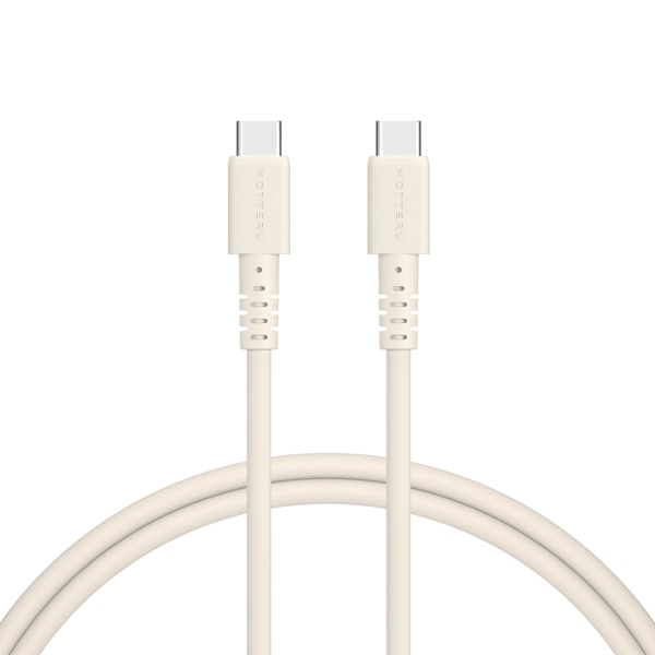 MOTTERU 240W対応 USB-C to USB-C シリコンケーブル 100cm アーモンドミルク 2年保証