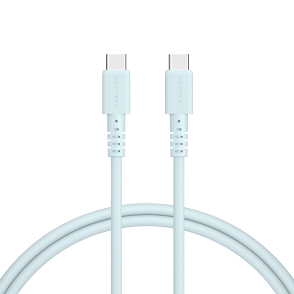 MOTTERU 240W対応 USB-C to USB-C シリコンケーブル 100cm パウダーブルー 2年保証