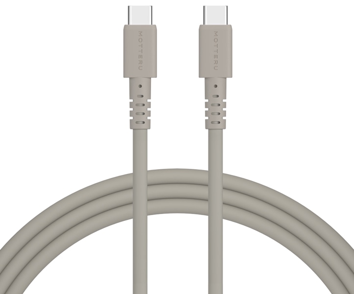 MOTTERU しなやかで絡まない 240W対応 USB-C to USB-C シリコンケーブル 急速充電 データ転送 2.0m カラバリ全3色 2年保証 ラテグレージュ