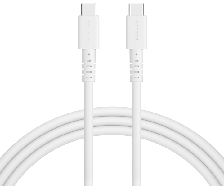 MOTTERU しなやかで絡まない 240W対応 USB-C to USB-C シリコンケーブル 急速充電 データ転送 2.0m カラバリ全3色 2年保証 エアリーホワイト