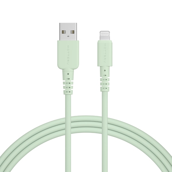 MOTTERU しなやかで絡まない シリコンケーブル 充電 データ転送対応 Apple MFi認証品 USB-A to Lightning 2m カラバリ全6色 2年保証 ピスタチオ