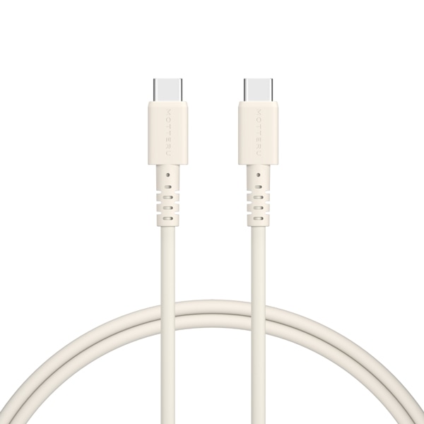 MOTTERU USB Type-C to Type-Cシリコンケーブル 100cm 2年保証（MOT-SCBCCG200) アーモンドミルク