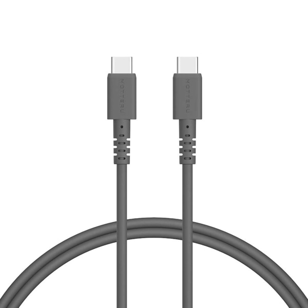 MOTTERU しなやかで絡まない シリコンケーブル 急速充電 データ転送対応 USB-C to USB-C 1m カラバリ全4色 2年保証 スモーキーブラック