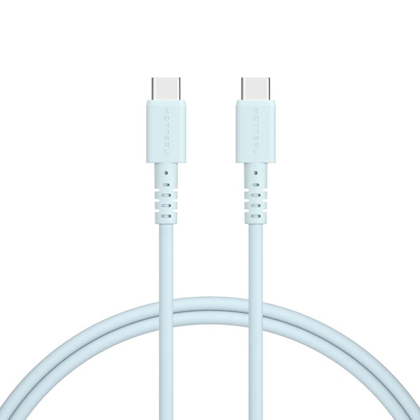 MOTTERU しなやかで絡まない シリコンケーブル 急速充電 データ転送対応 USB-C to USB-C 1m カラバリ全4色 2年保証 パウダーブルー