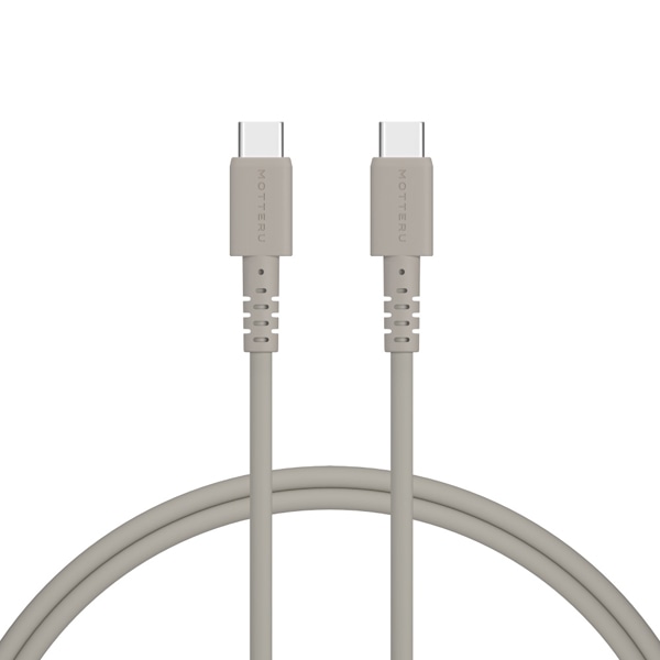 しなやかで絡まない シリコンケーブル 急速充電 データ転送対応 USB-C to USB-C 1m カラバリ全5色 2年保証（MOT-SCBCCG100） ラテグレージュ
