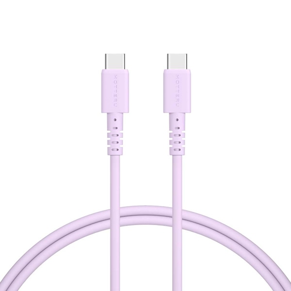 MOTTERU しなやかで絡まない シリコンケーブル 急速充電 データ転送対応 USB-C to USB-C 1m カラバリ全4色 2年保証 ペールアイリス