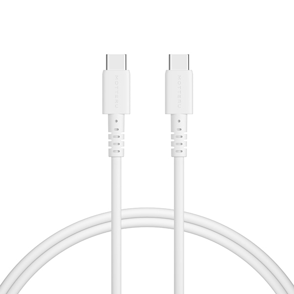 MOTTERU USB Type-C to Type-Cシリコンケーブル 100cm エアリーホワイト 2年保証